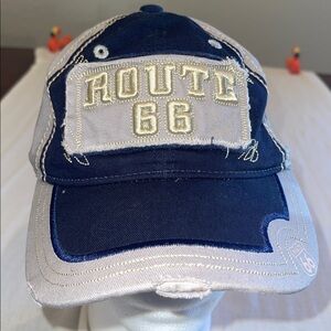 Real Time Route 66 Adjustable Beige/Black Adjustable Strap back Baseball Hat